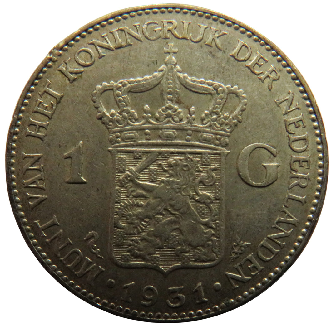 1931 Netherlands Silver One Gulden Coin