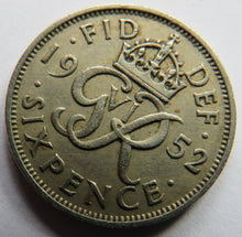 Load image into Gallery viewer, 1952 King George VI Sixpence Coin Scarce Date - Great Britain
