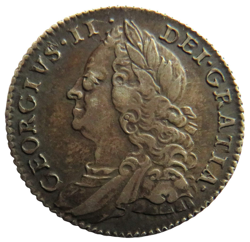 1757 King George II Silver Sixpence Coin - Great Britain