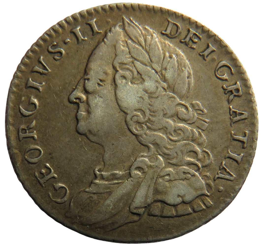 1758 King George II Silver Sixpence Coin - Great Britain