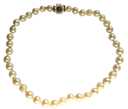 Vintage Ladies Pearl With 9ct Gold, Seed Pearl & Malachite Clasp