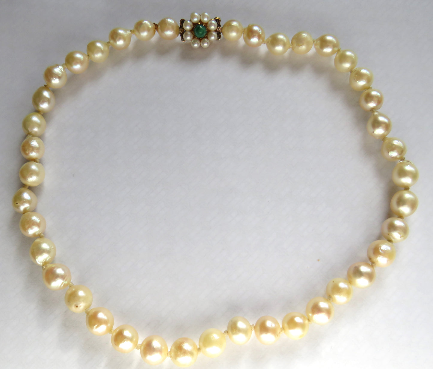 Vintage Ladies Pearl With 9ct Gold, Seed Pearl & Malachite Clasp