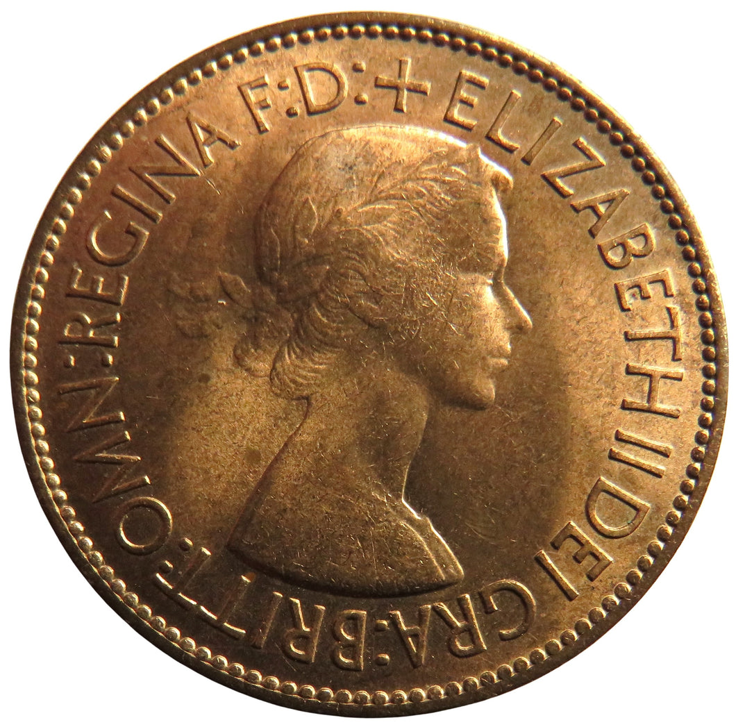 1953 Queen Elizabeth II One Penny Coin Unc