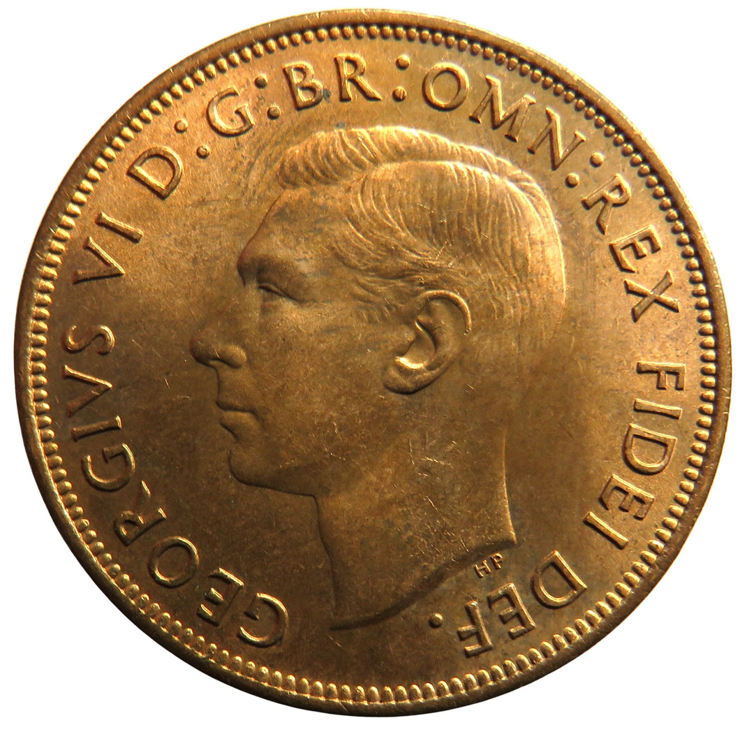 1951 King George VI One Penny Coin Unc- Scarce Date