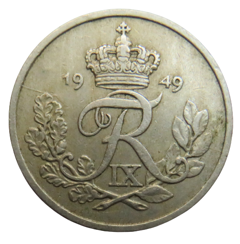 1949 Denmark 25 Ore Coin