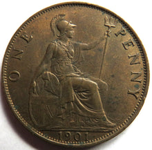 Load image into Gallery viewer, 1901 Queen Victoria One Penny Coin In High Grade - Great Britain
