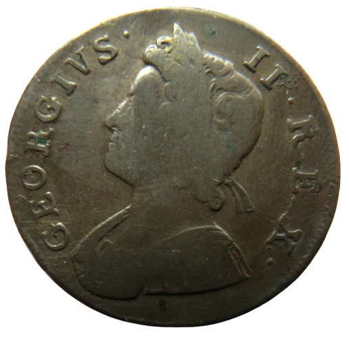 1739 King George II Halfpenny Coin - Great Britain