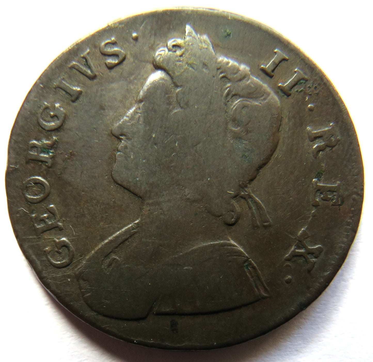 1739 King George II Halfpenny Coin - Great Britain