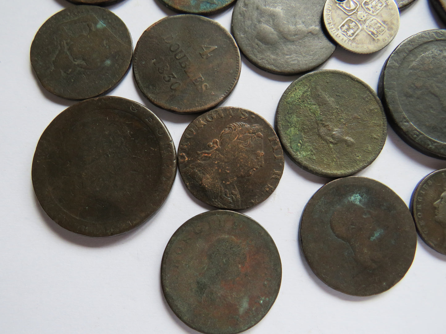Collection of Mainly Worn Georgian Copper Coins Inc 1 Silver