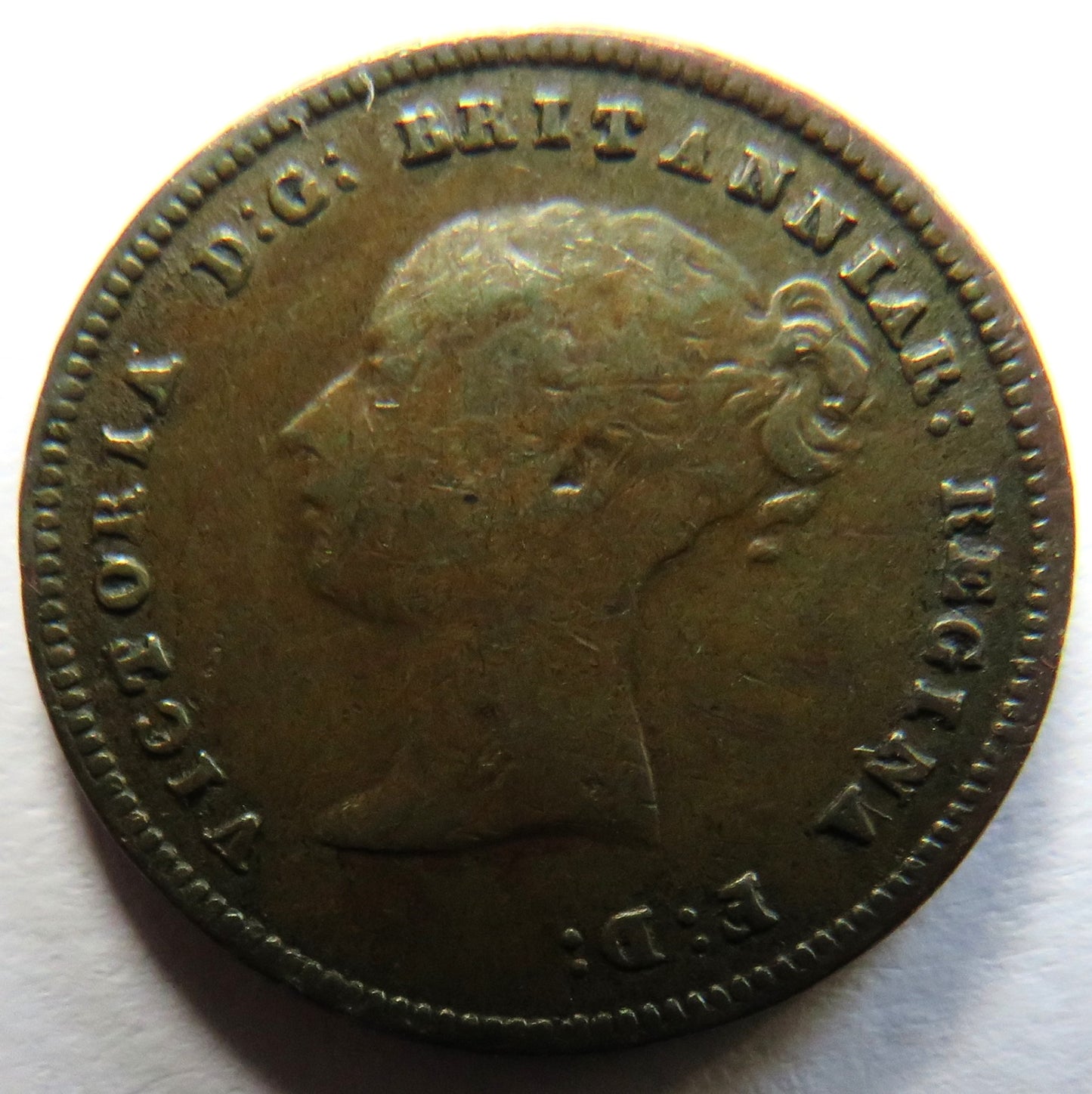 1844 Queen Victoria Half Farthing Coin Great Britain