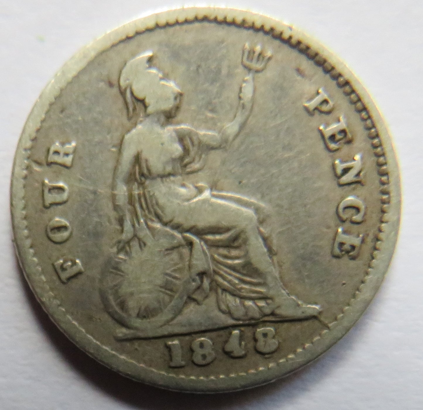 1848 Queen Victoria Young Head Silver Groat Coin - Great Britain