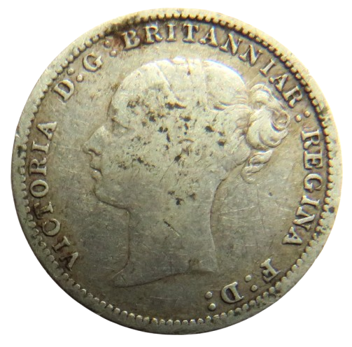 1886 Queen Victoria Young Head Silver Threepence Coin - Great Britain