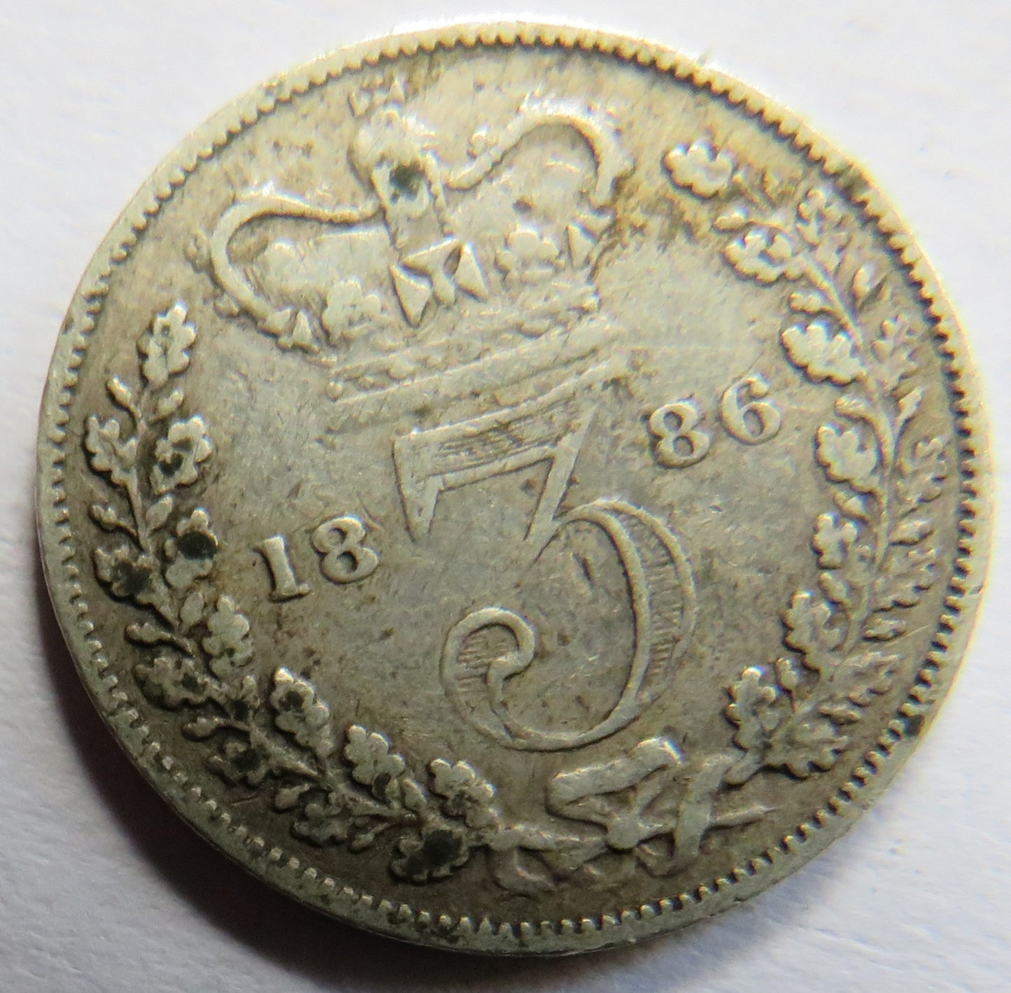 1886 Queen Victoria Young Head Silver Threepence Coin - Great Britain