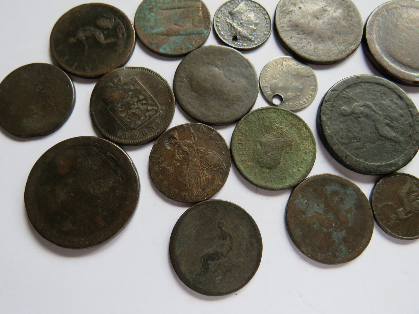 Collection of Mainly Worn Georgian Copper Coins Inc 1 Silver