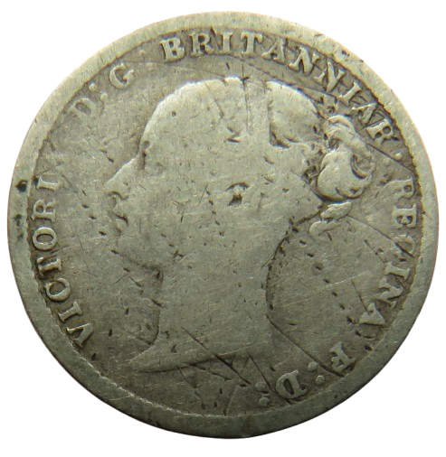 1885 Queen Victoria Young Head Silver Threepence Coin - Great Britain