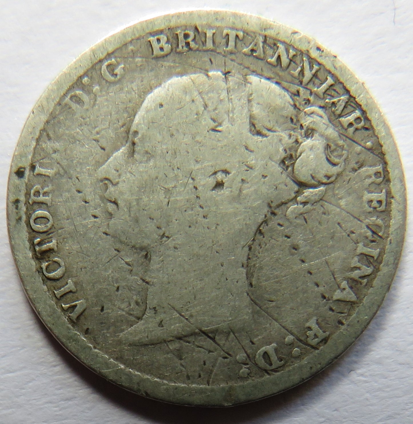 1885 Queen Victoria Young Head Silver Threepence Coin - Great Britain
