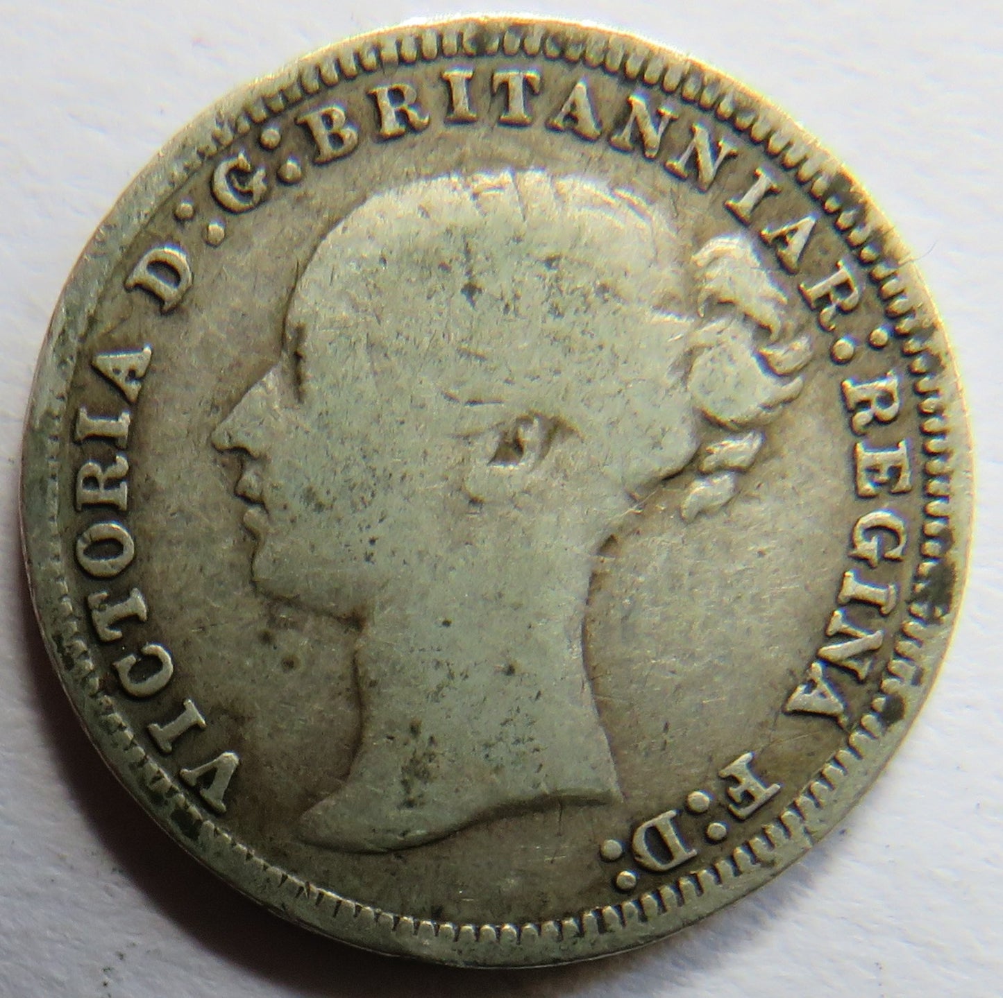1875 Queen Victoria Young Head Silver Threepence Coin - Great Britain