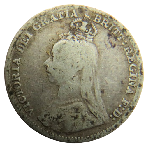 1890 Queen Victoria Jubilee Head Silver Threepence Coin - Great Britain