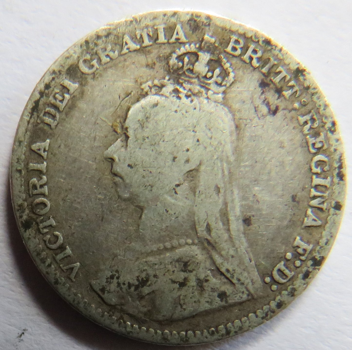 1890 Queen Victoria Jubilee Head Silver Threepence Coin - Great Britain