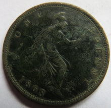 Load image into Gallery viewer, 1868 Queen Victoria Bun Head One Penny Coin - Great Britain
