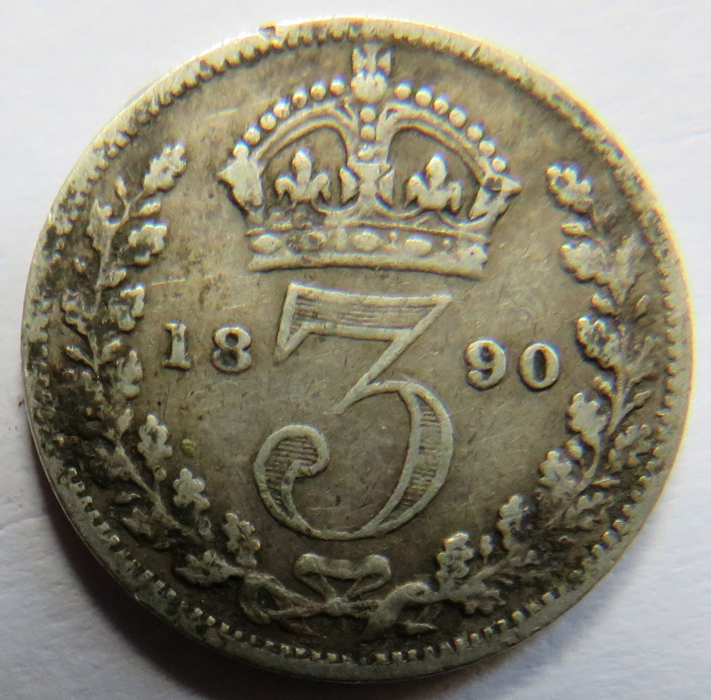1890 Queen Victoria Jubilee Head Silver Threepence Coin - Great Britain