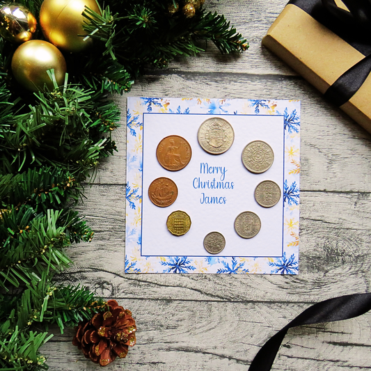 Personalised Mounted Christmas Coin Set With Snowflake Design – Choose Your Year (1947–1967)