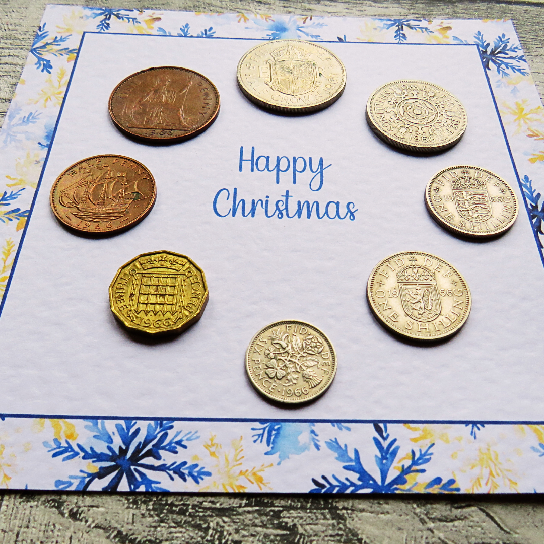 Mounted Christmas Coin Set With Snowflake Design – Choose Your Year (1947–1967)