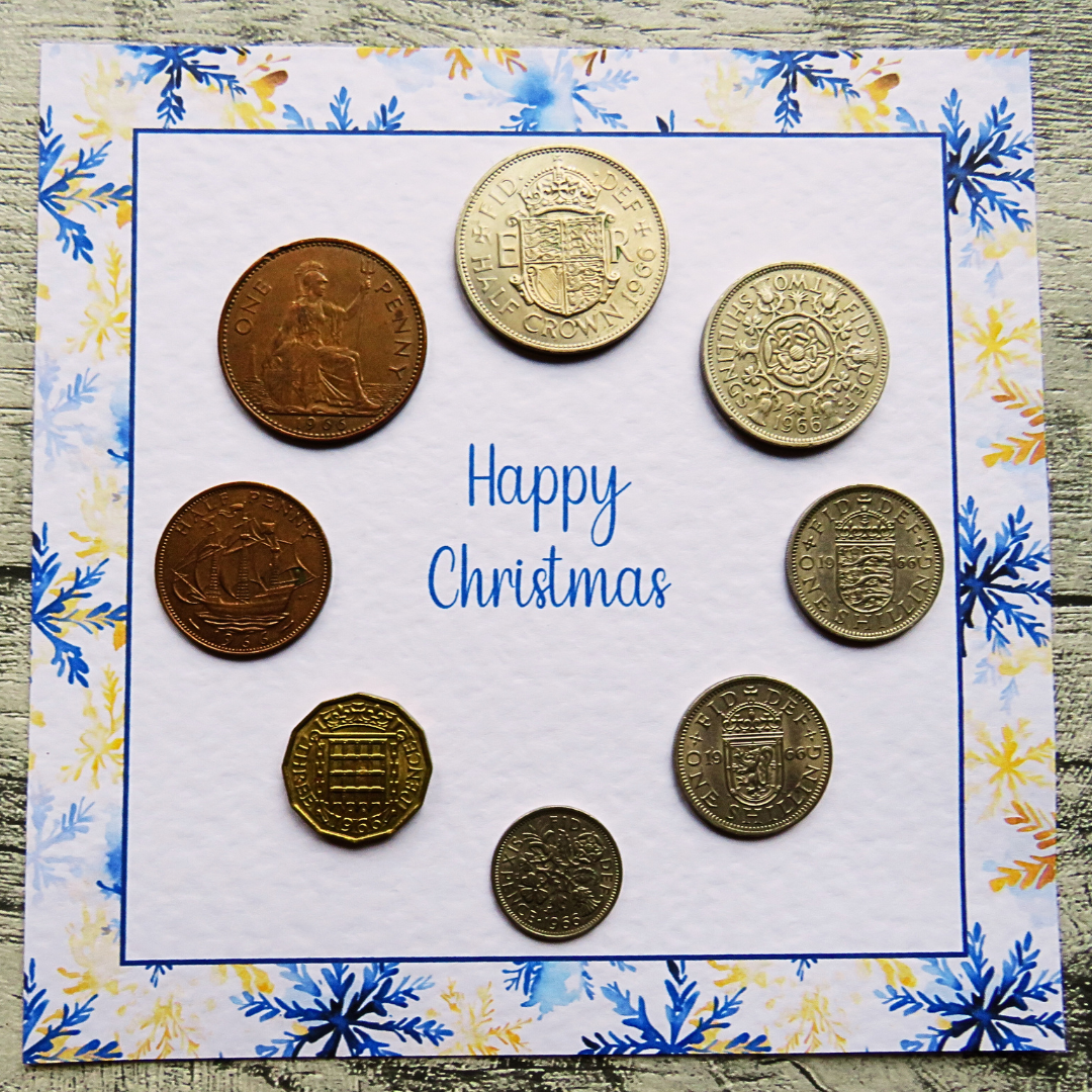 Mounted Christmas Coin Set With Snowflake Design – Choose Your Year (1947–1967)