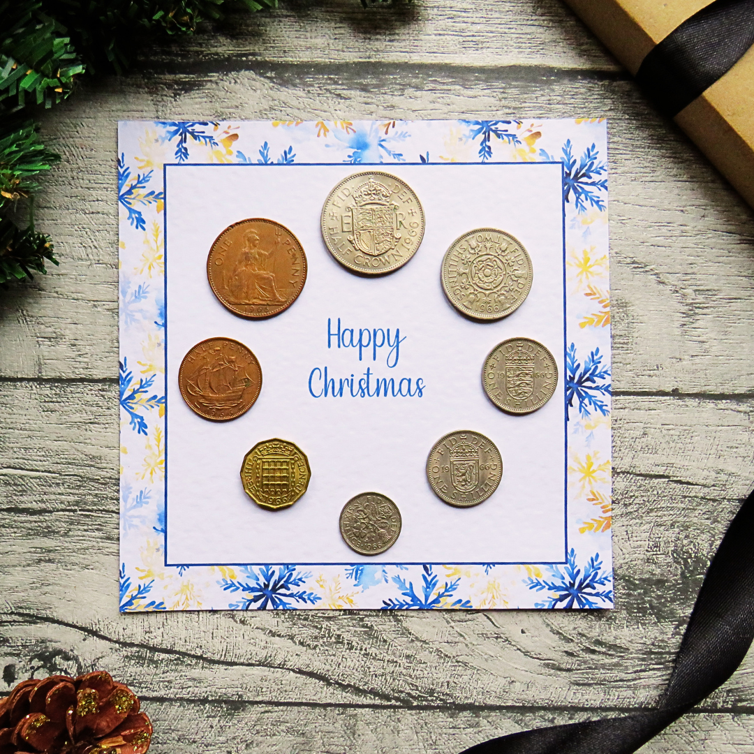 Mounted Christmas Coin Set With Snowflake Design – Choose Your Year (1947–1967)