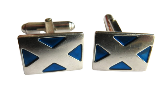 Scotland Solitaire Flag Sterling Silver Men's Cufflinks