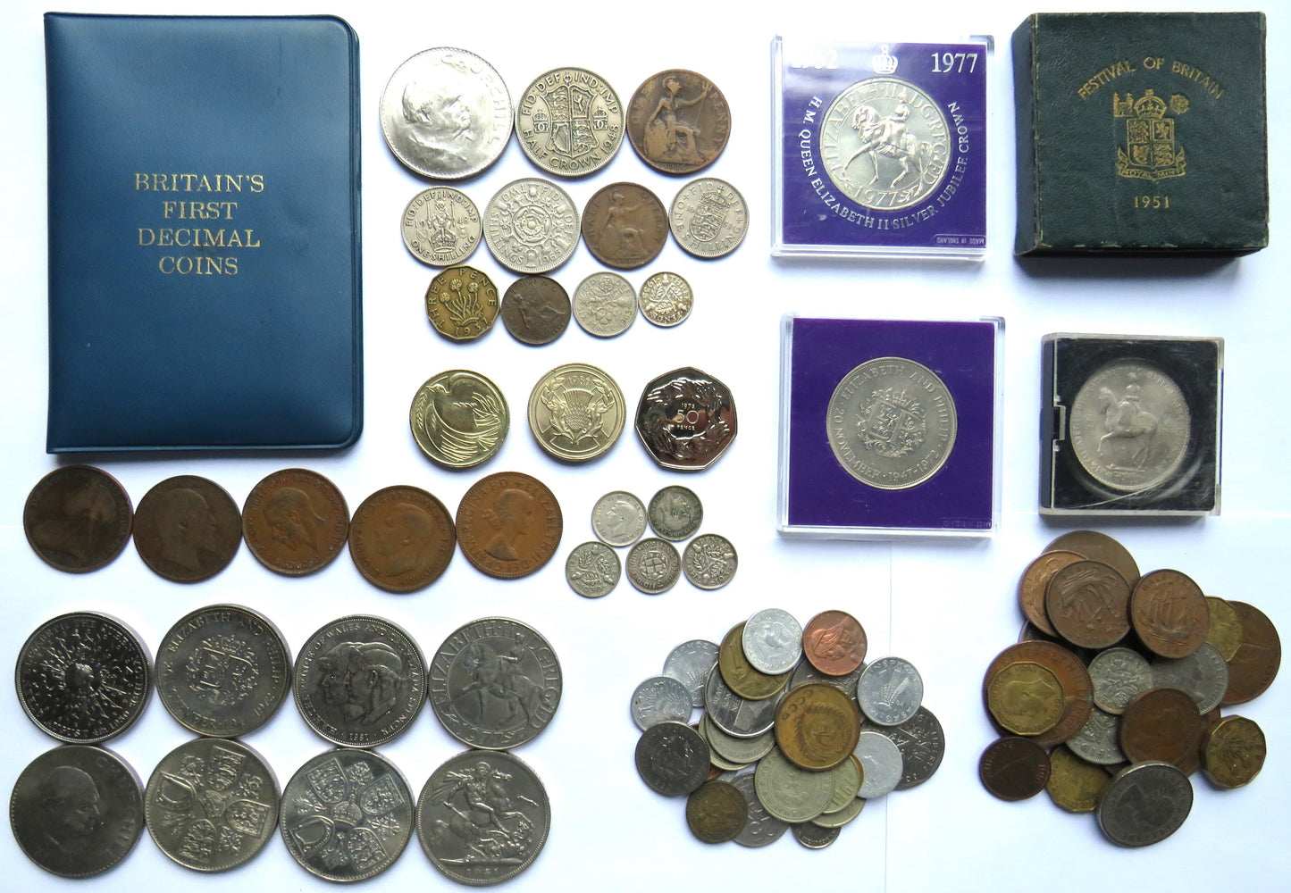 Coin Collector Starter Kit To Include 1951 Crown, Silver Threepence, Crowns Etc