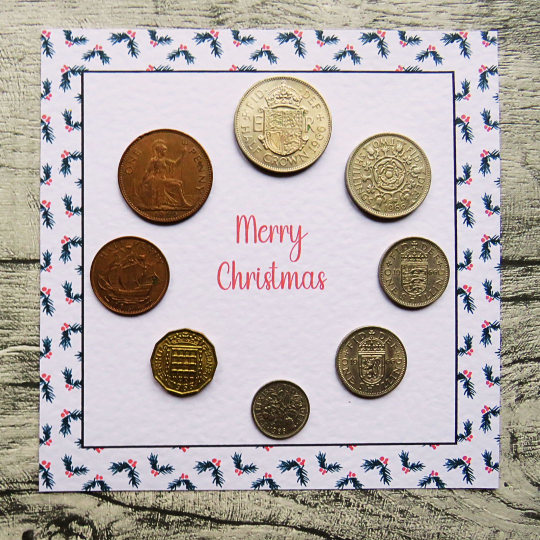 Mounted Christmas Coin Set With Holly Design – Choose Your Year (1947–1967)