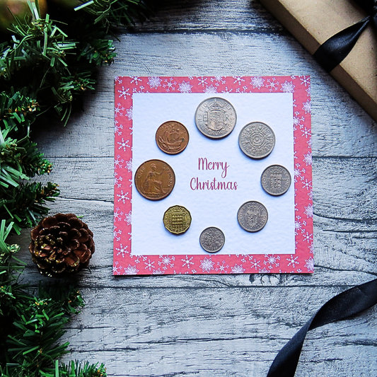 Mounted Christmas Coin Set With Festive Red Snowflake Design – Choose Your Year (1947–1967)