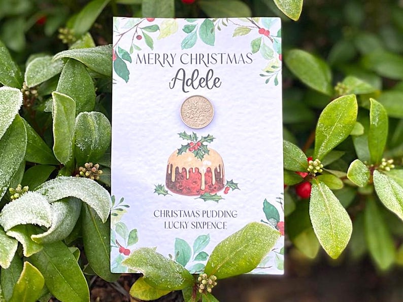 Personalised Christmas Pudding Lucky Sixpence Gift