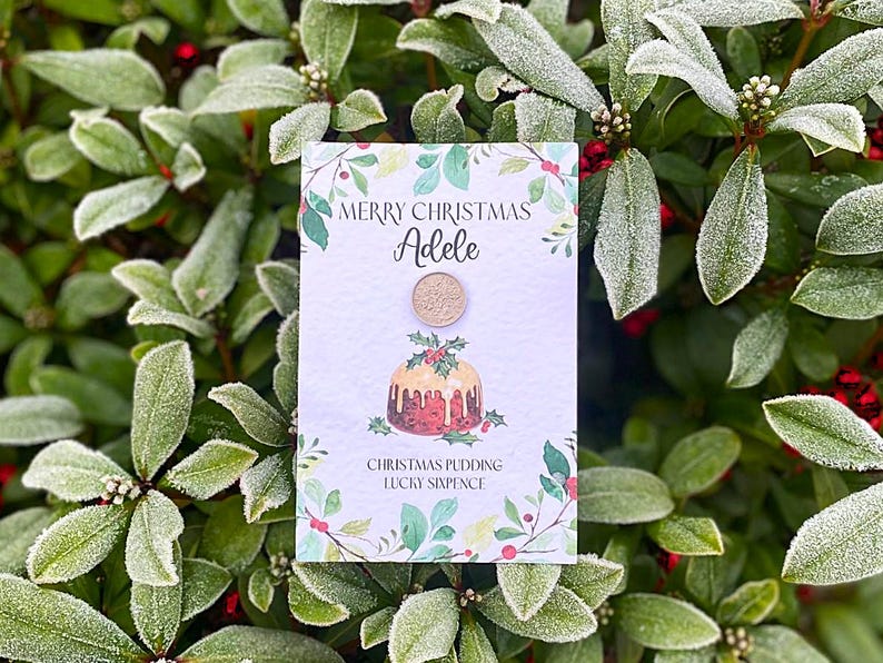 Personalised Christmas Pudding Lucky Sixpence Gift