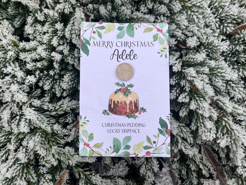 Personalised Christmas Pudding Lucky Sixpence Gift