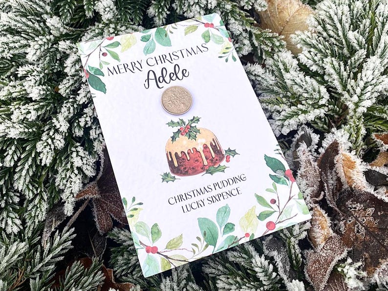 Personalised Christmas Pudding Lucky Sixpence Gift
