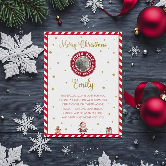 Personalised Coin from Santa Card - Christmas Keepsake with Real Sixpence