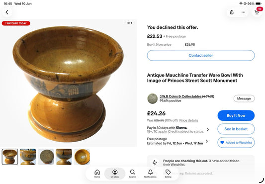 Antique Mauchline Transfer Ware  Bowl