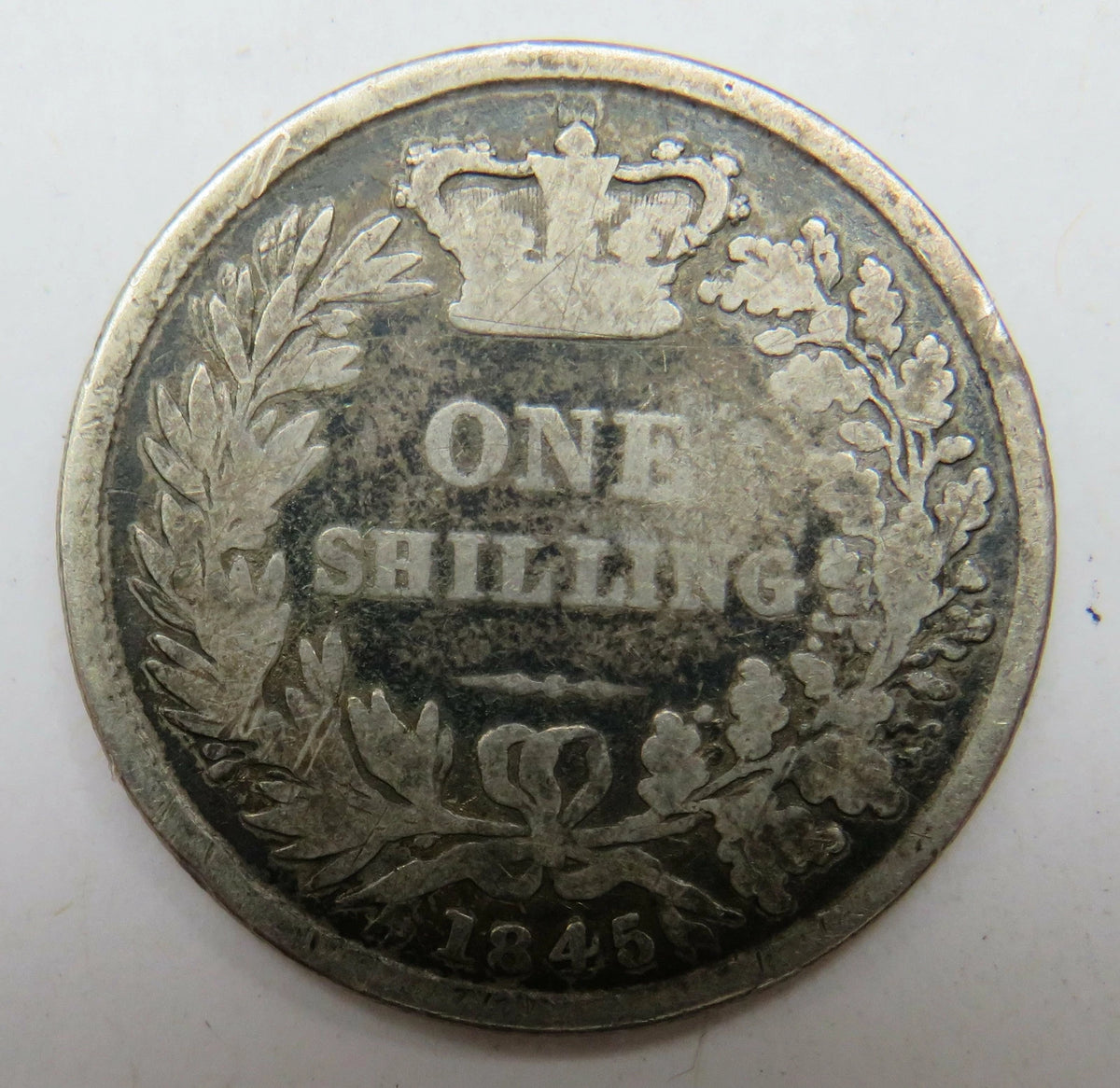 1845 Queen Victoria Young Head Silver Shilling Coin