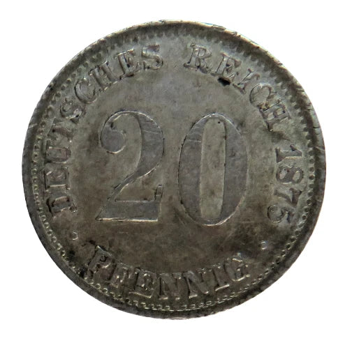 1875-G Germany Silver 20 Pfennig Coin