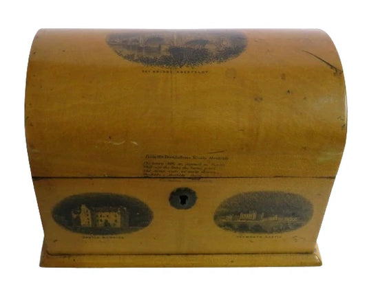 Antique Mauchline Transfer Ware Chest Shaped Stationary Box Aberfeldy Images
