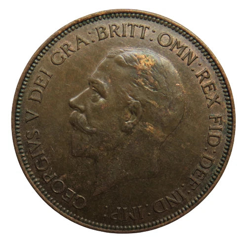 1929 King George V One Penny Coin Better Grade - Great Britain