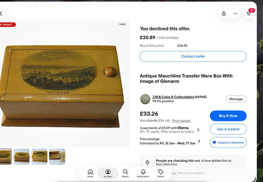 Antique Mauchline Transfer Ware  Box Glenarm