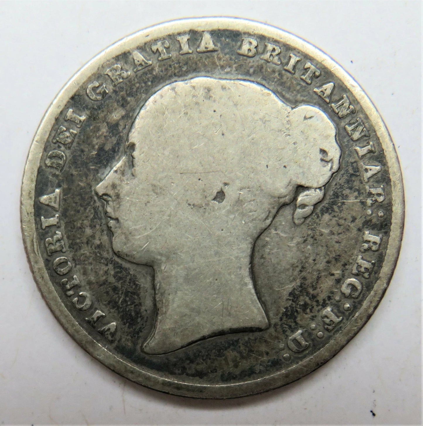 1845 Queen Victoria Young Head Silver Shilling Coin
