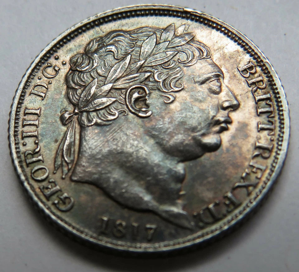 1817 King George III Silver Sixpence Coin In High Grade Great Britain