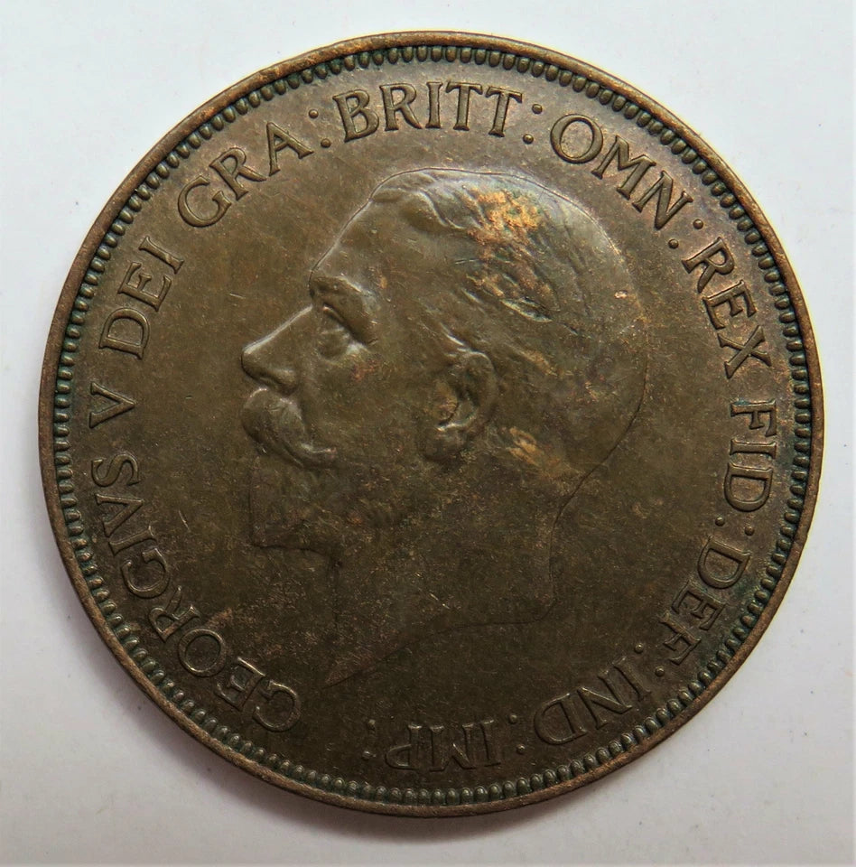 1929 King George V One Penny Coin Better Grade - Great Britain