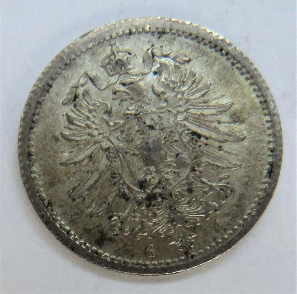 1875-G Germany Silver 20 Pfennig Coin