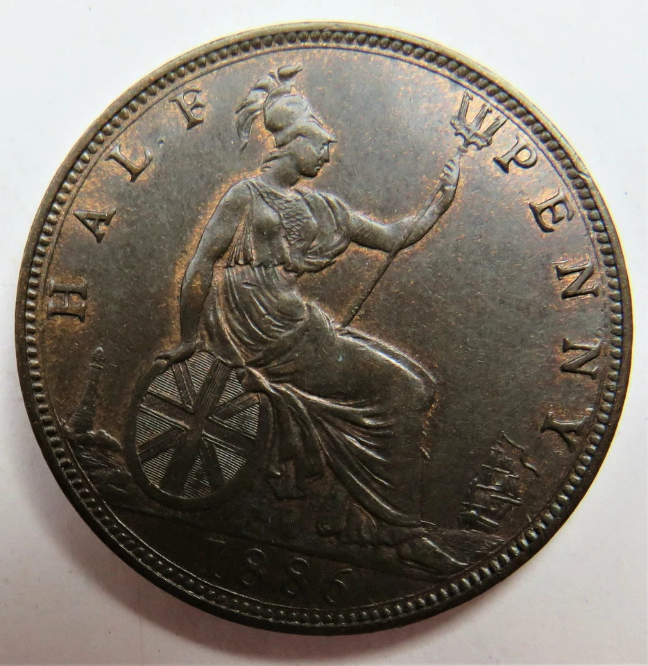 1886 Queen Victoria Halfpenny Coin In Higher Grade