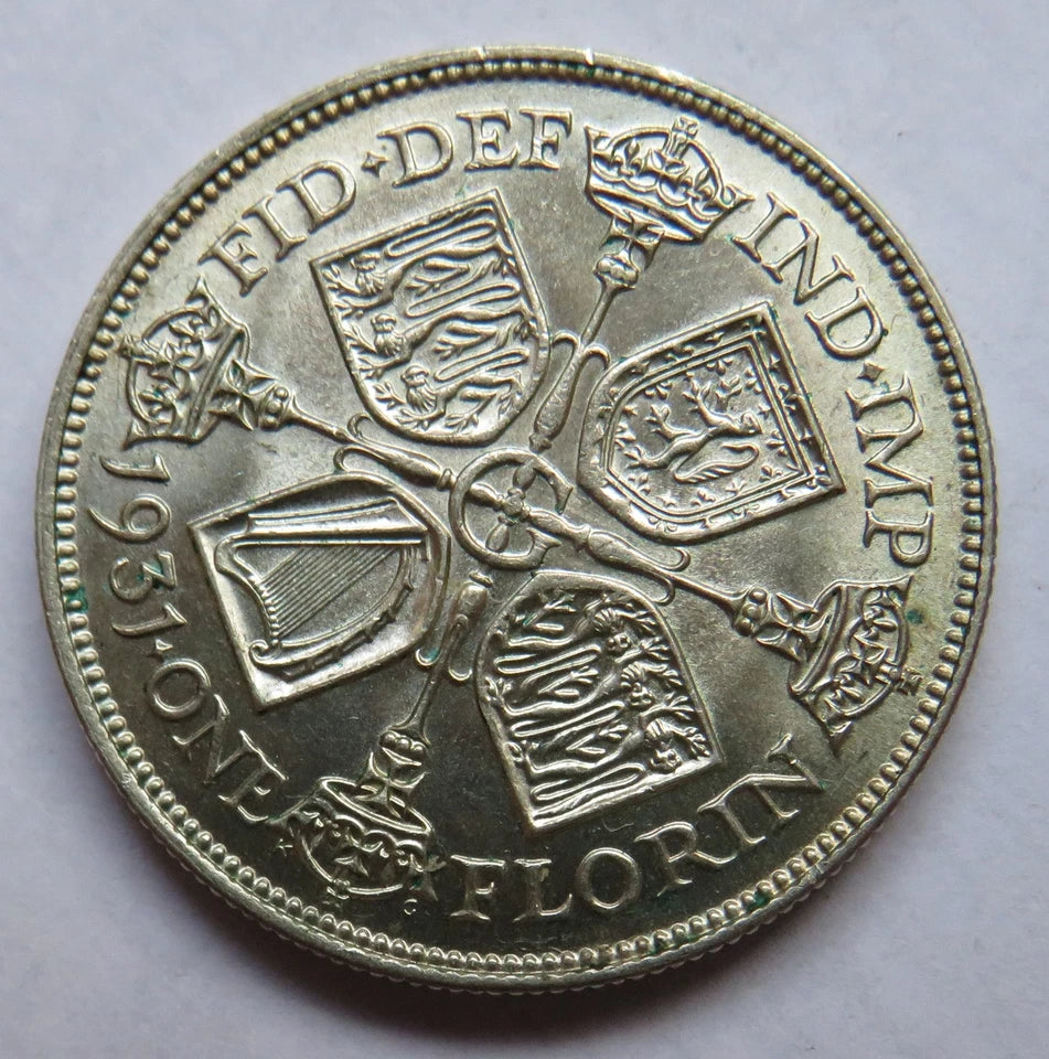1931 King George V Silver Florin Coin In High Grade